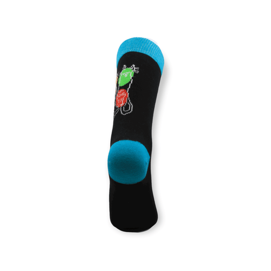 A pair of unisex three cats novelty design cotton socks laid flat
