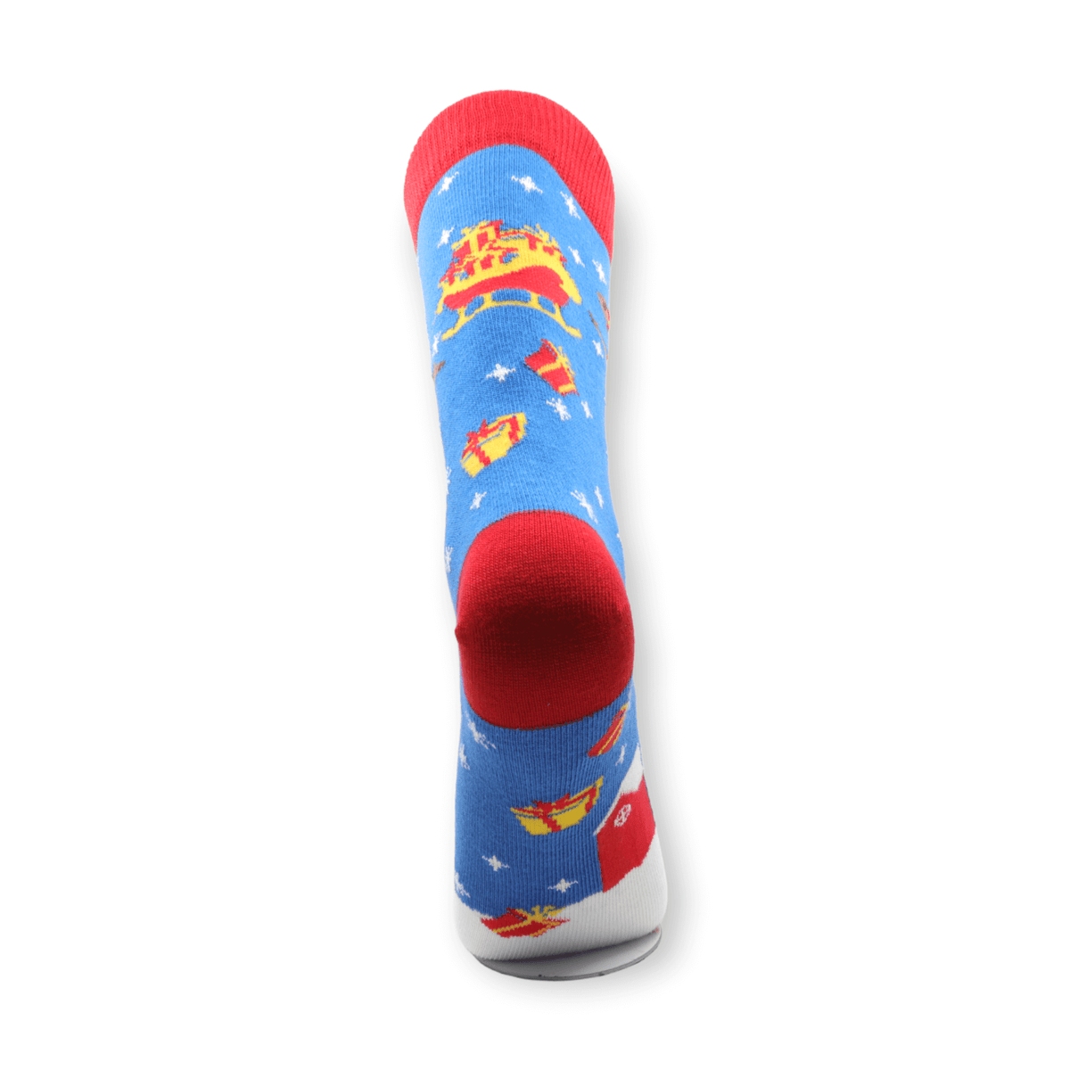 Unisex blue deer Christmas cotton socks folded into a pair