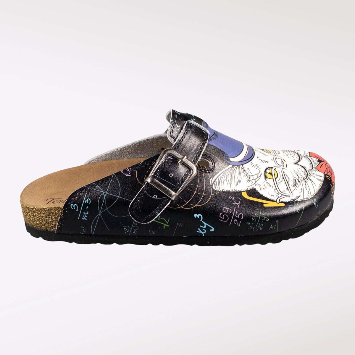 Pair of professor cat leather cork sole clogs side by side