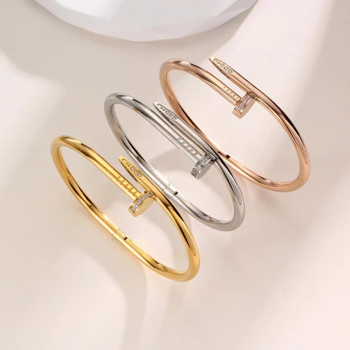 nail style stainless steel bangle minimalist bracelet