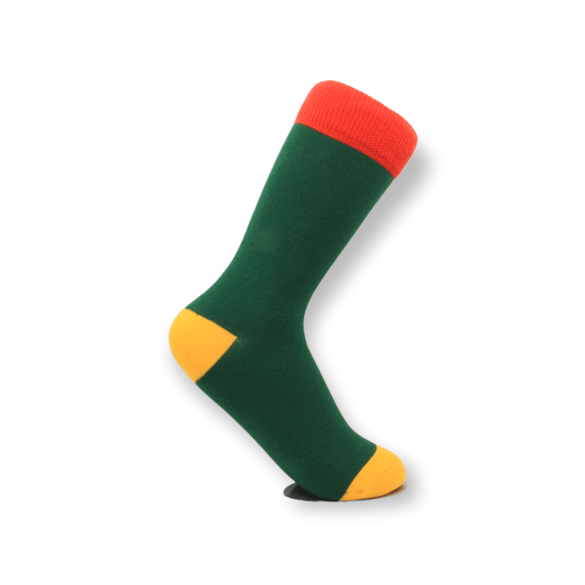 Close-up of the knitted design on unisex green apple design everyday cotton socks