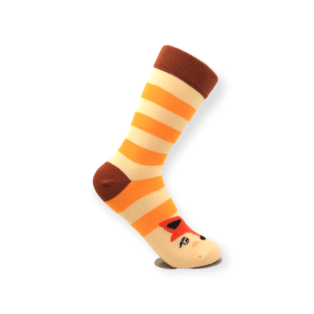 Close-up of the knitted design on unisex fox design casual cotton socks