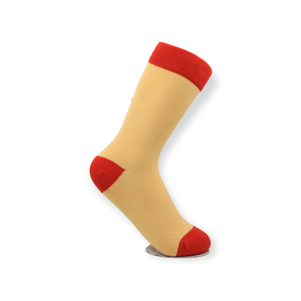 Close-up of the knitted design on unisex mushroom design casual cotton socks