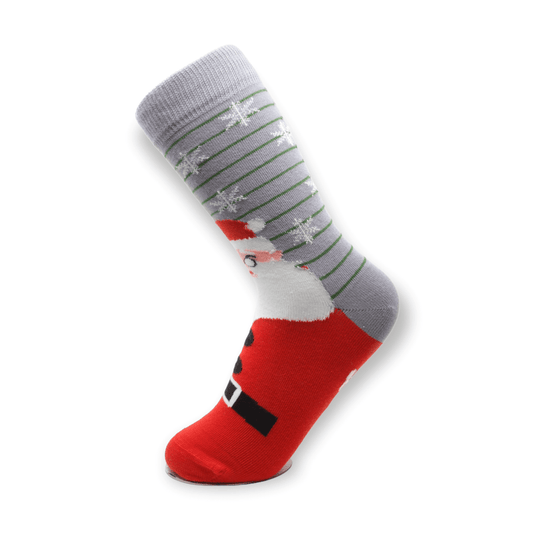 Front view of unisex Santa Claus Christmas cotton socks