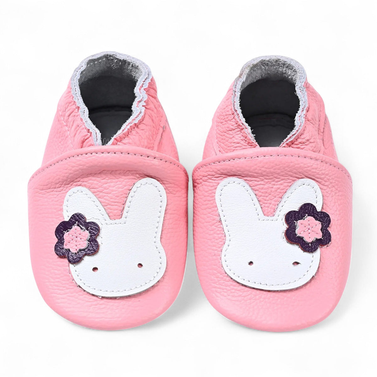 Cute pink bunny baby shoes soft leather booties