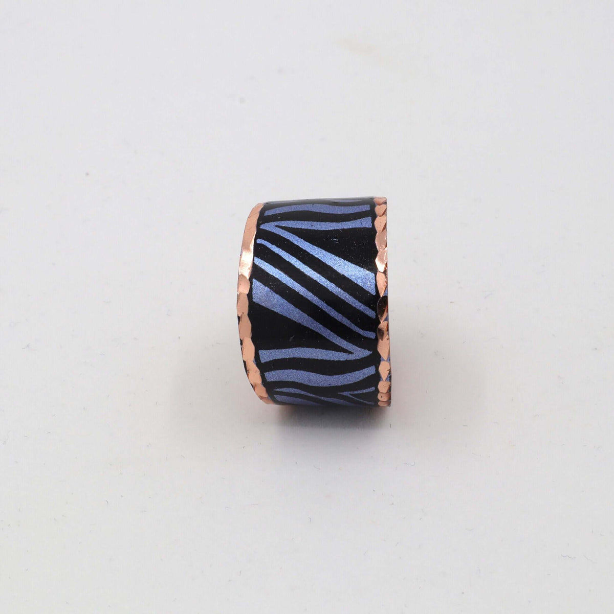 Handcrafted copper circle adjustable ring worn on the finger