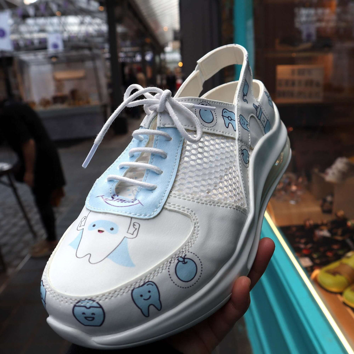 Front view of dentist design leather nursing sneaker clogs with a Supermax sole