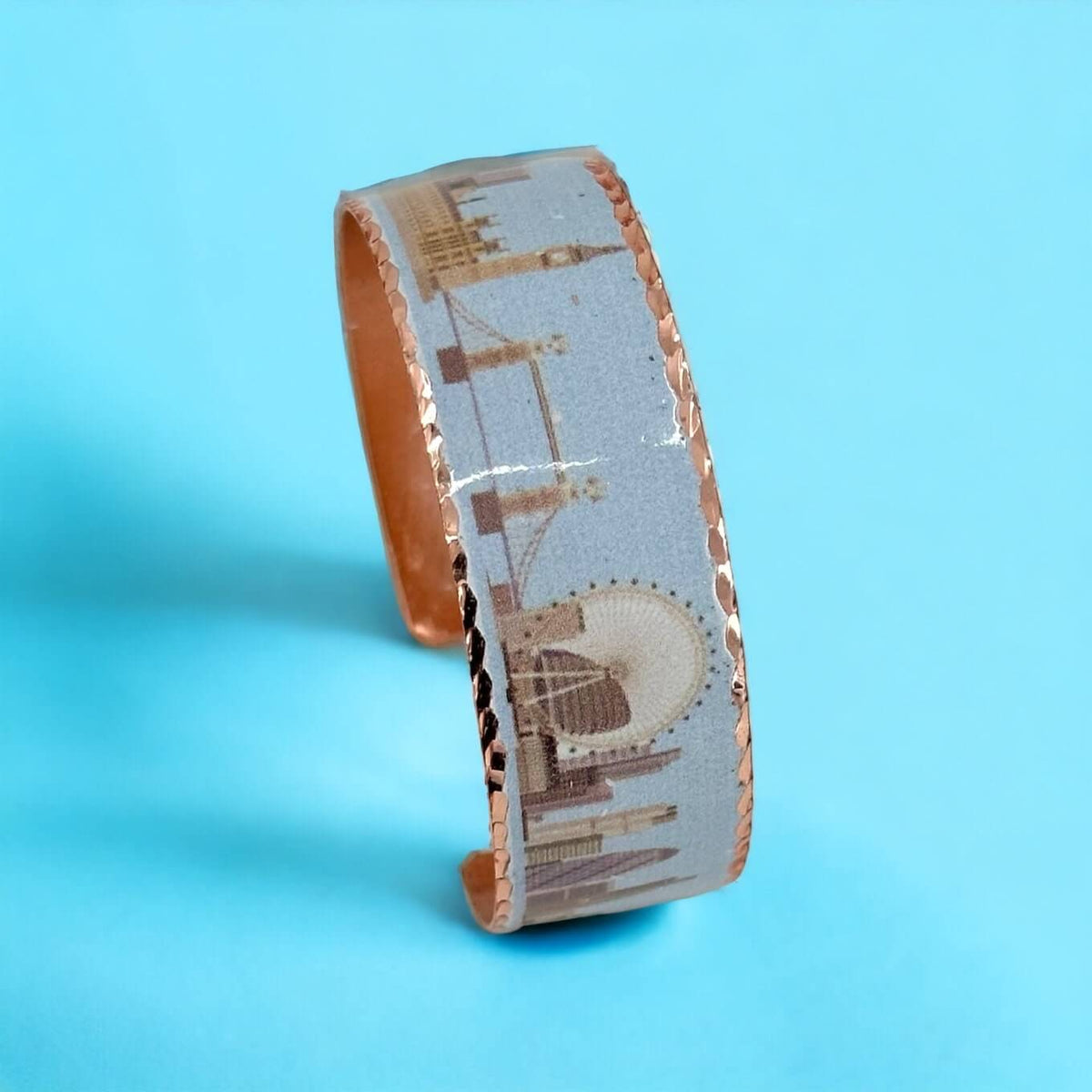 Individual pieces from London design copper jewellery set arranged together